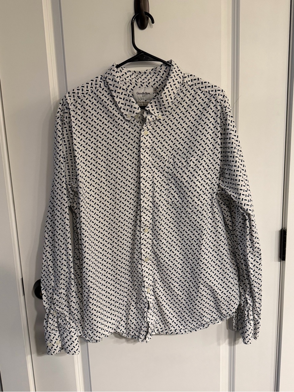 Goodfellow & Co White Shirt with Navy Micro Print